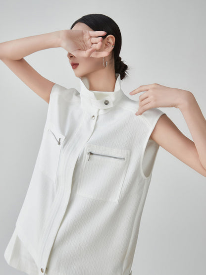 Sleeveless Jacket-Style Vest / High-Waist Short Pants FER0111