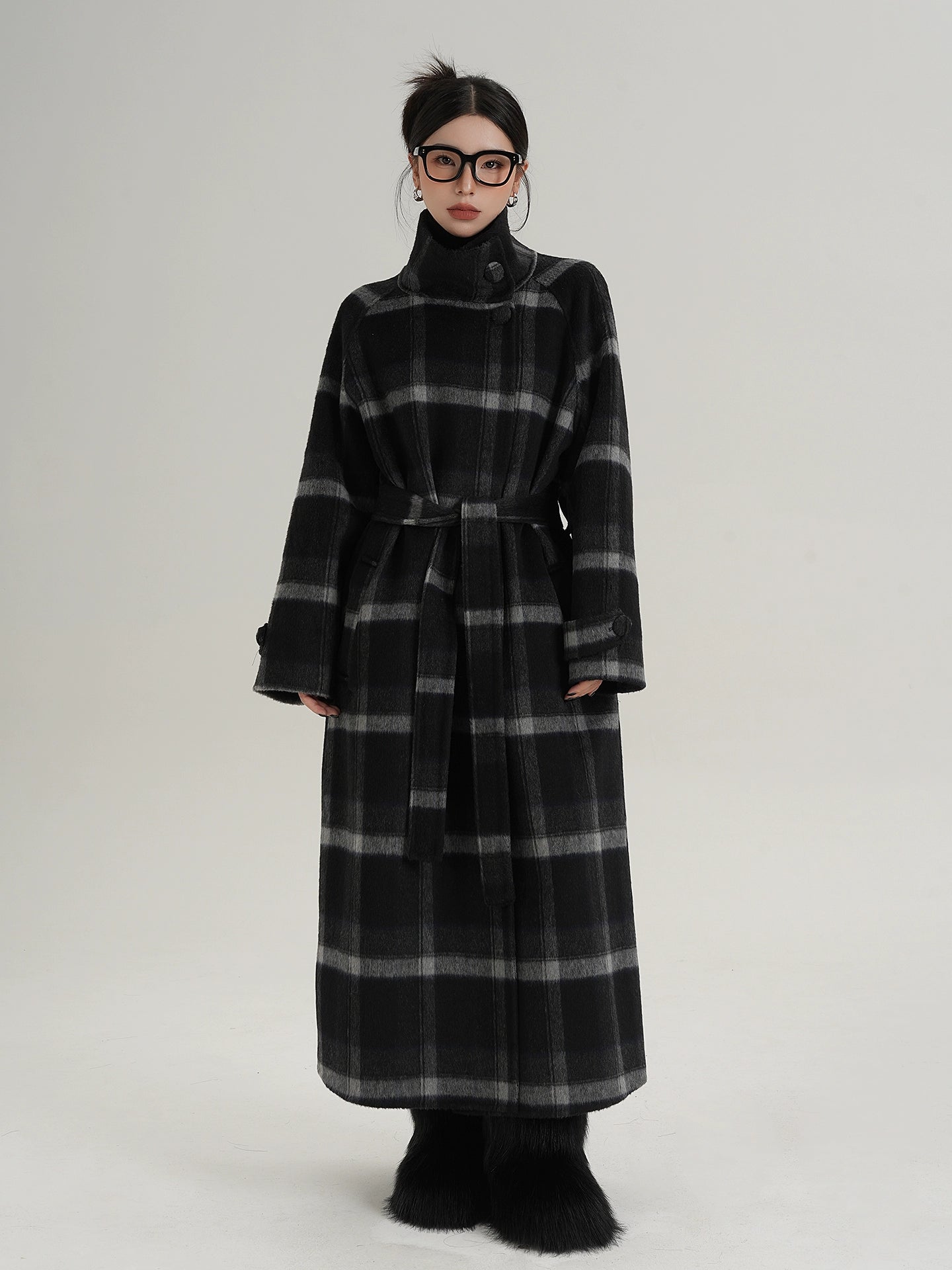Stand Collar Paid Long Coat SRS0391