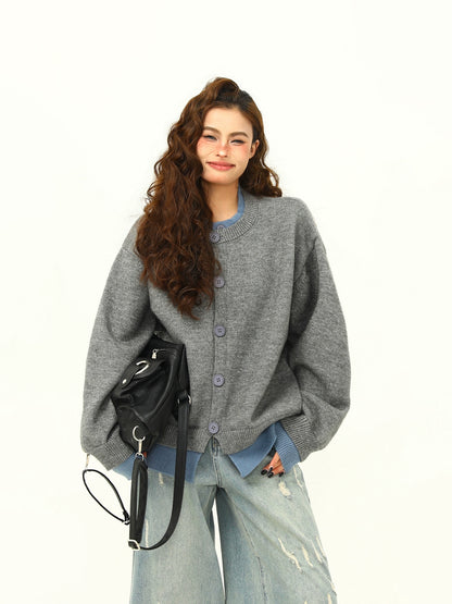 Round Neck Knit Cardigan WDZ0035