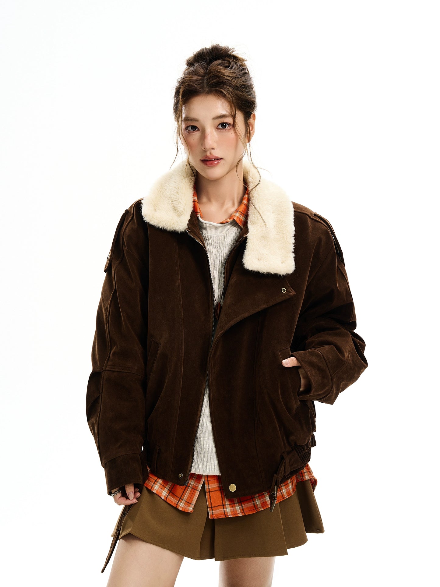 Fur Collar Suede Jacket HGX0047