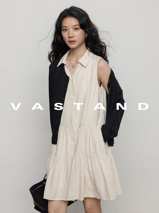 Sleeveless Shirt Vest Dress  VAS0217