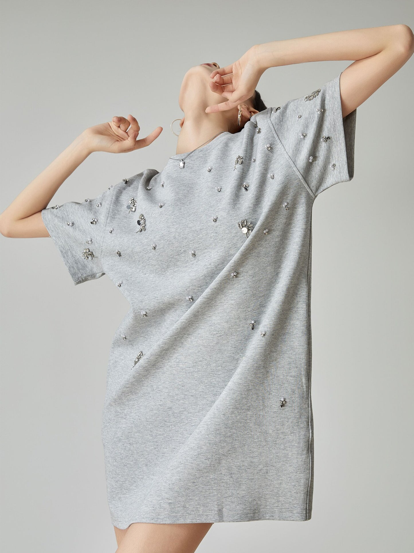 Rhinestone T-shirt Dress FER0124