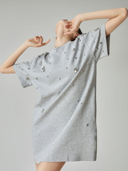 Rhinestone T-shirt Dress FER0124