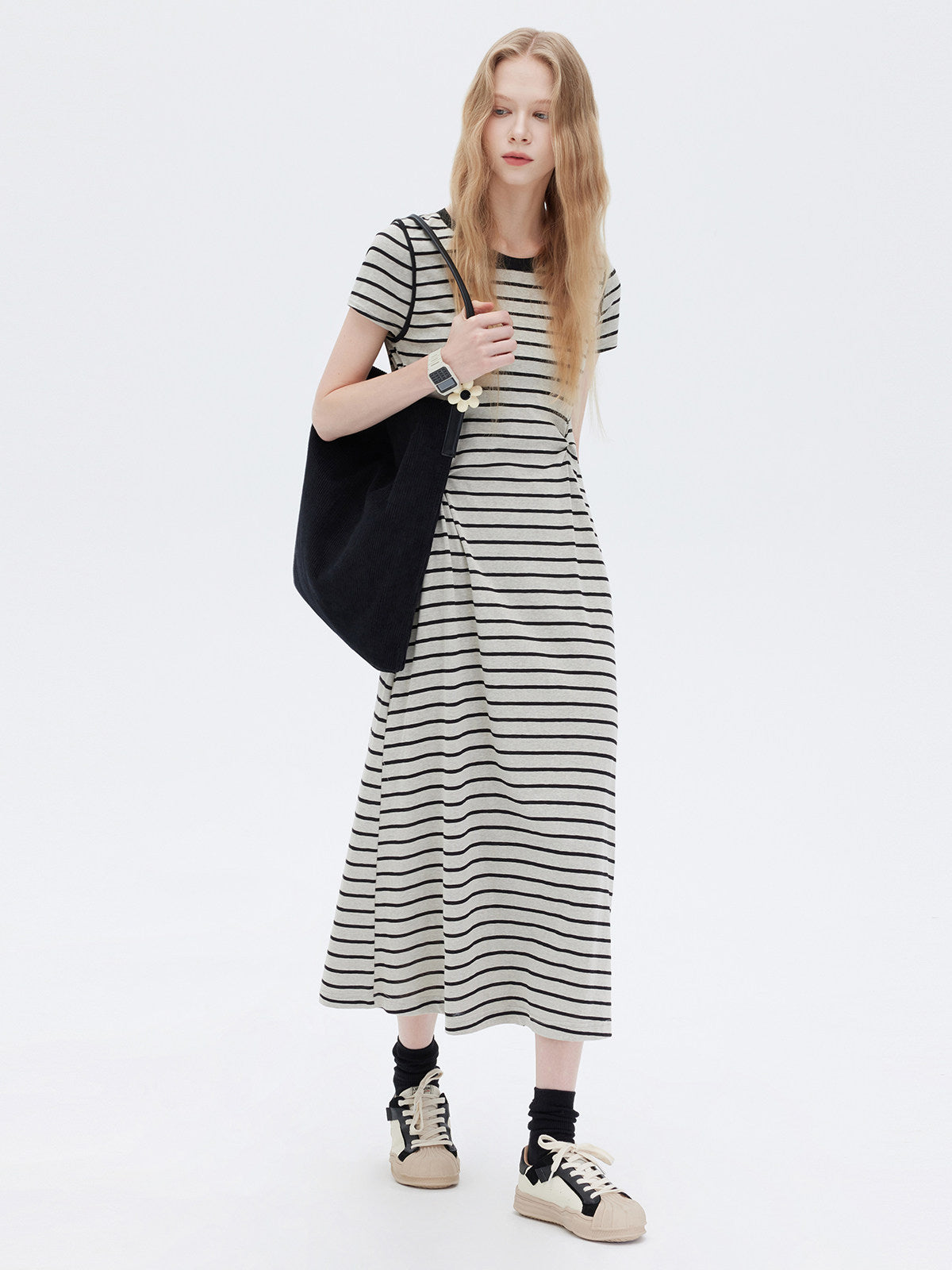 Border Slim Fit Long Dress SHN0001