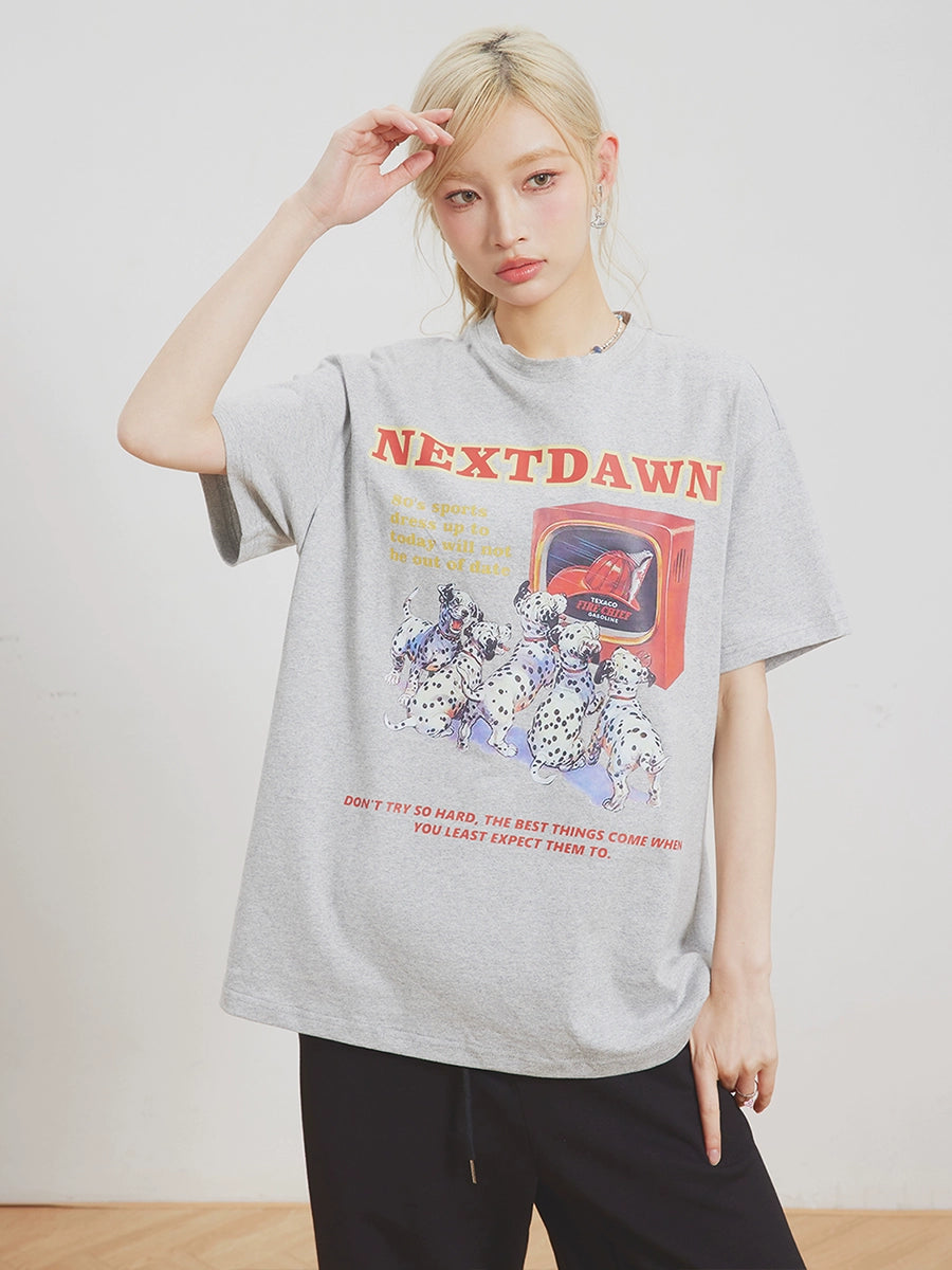 Dog Graphic Logo Print T-Shirt NXD0010