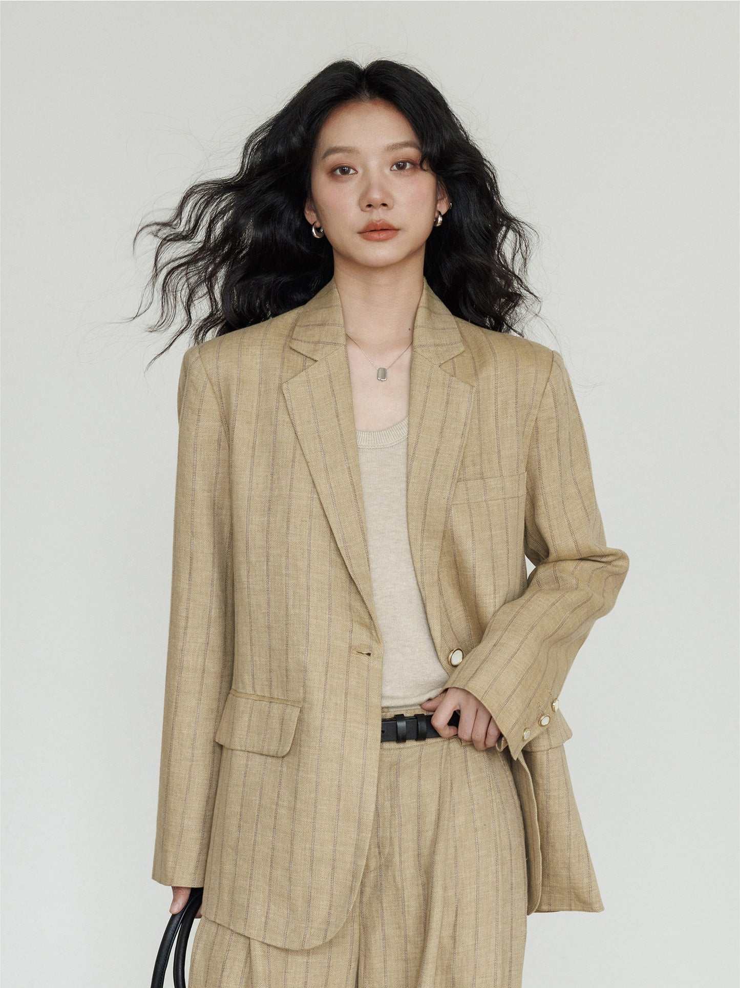 Stripe Design Blazer Jacket / Casual Wide Pants VAS0189