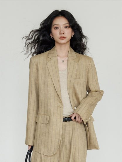 Stripe Design Blazer Jacket / Casual Wide Pants VAS0189