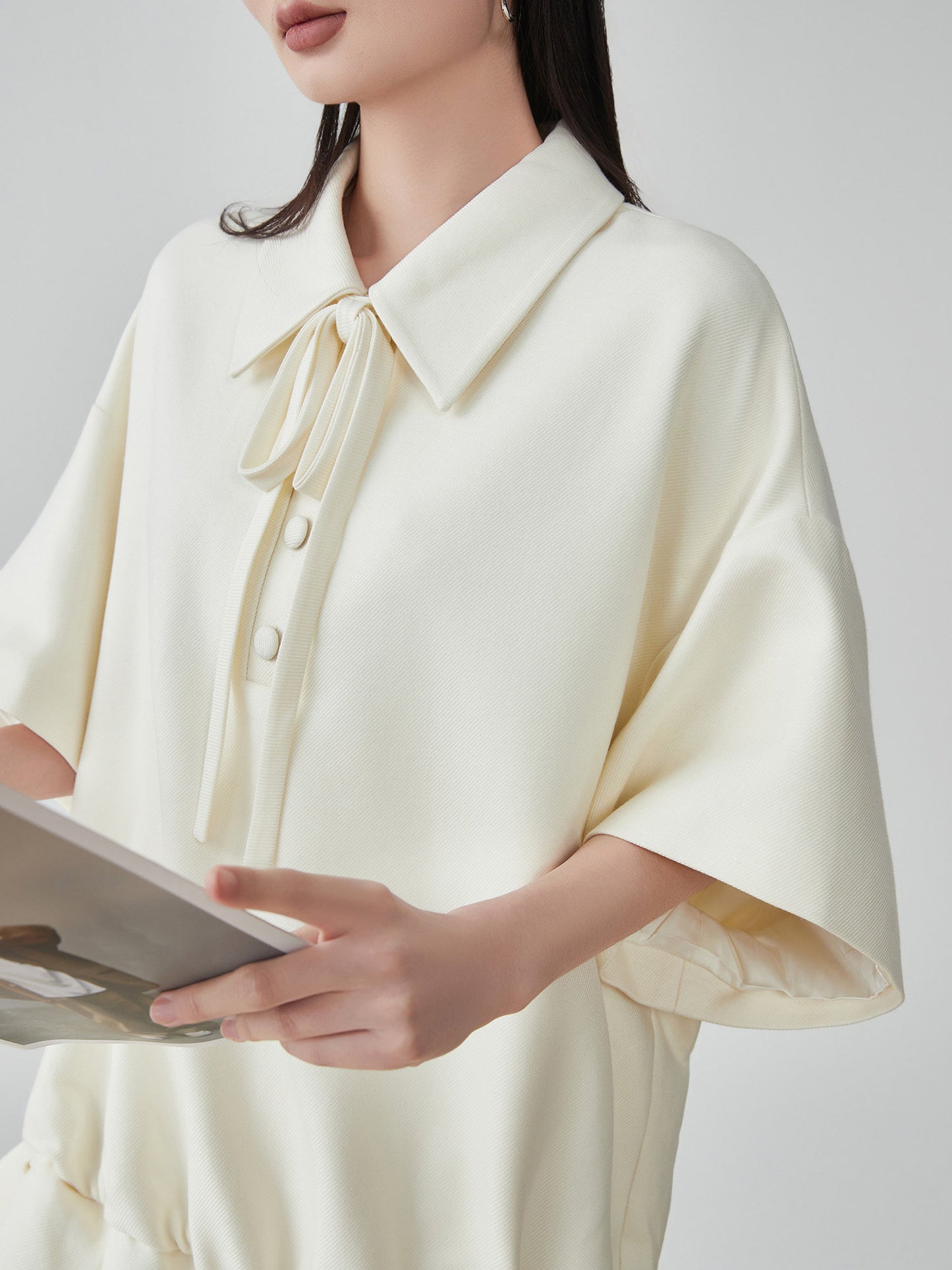 Bow Shape Pleated Dress FER0091