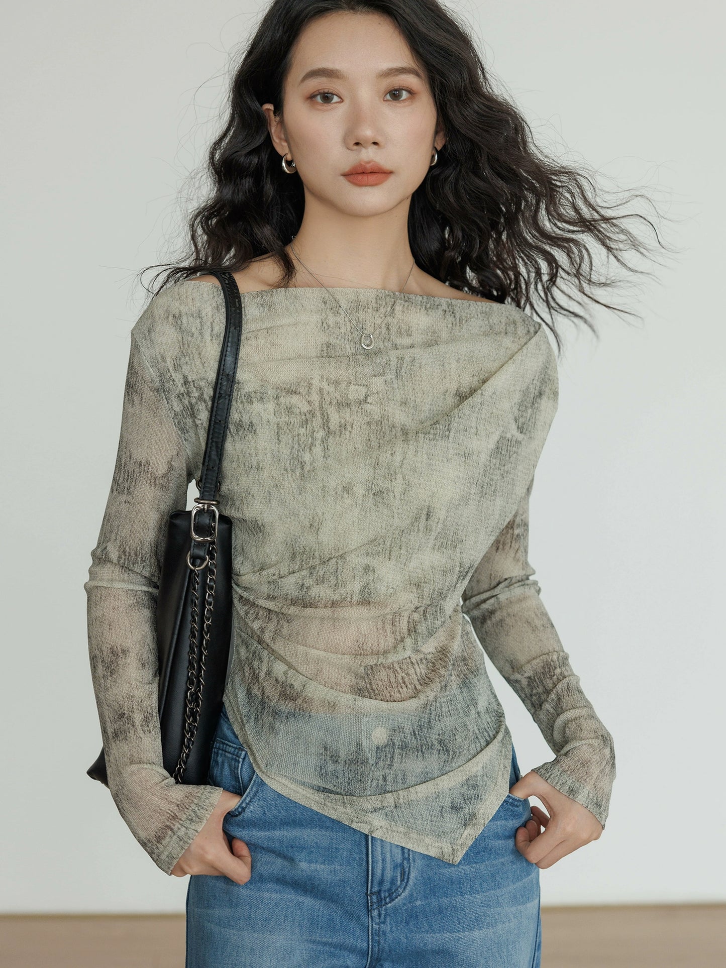 Asymmetrical Sheer Top VAS0071