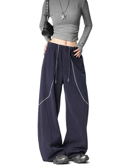 Color Contrast Stitch Sweat Pants ICM0105