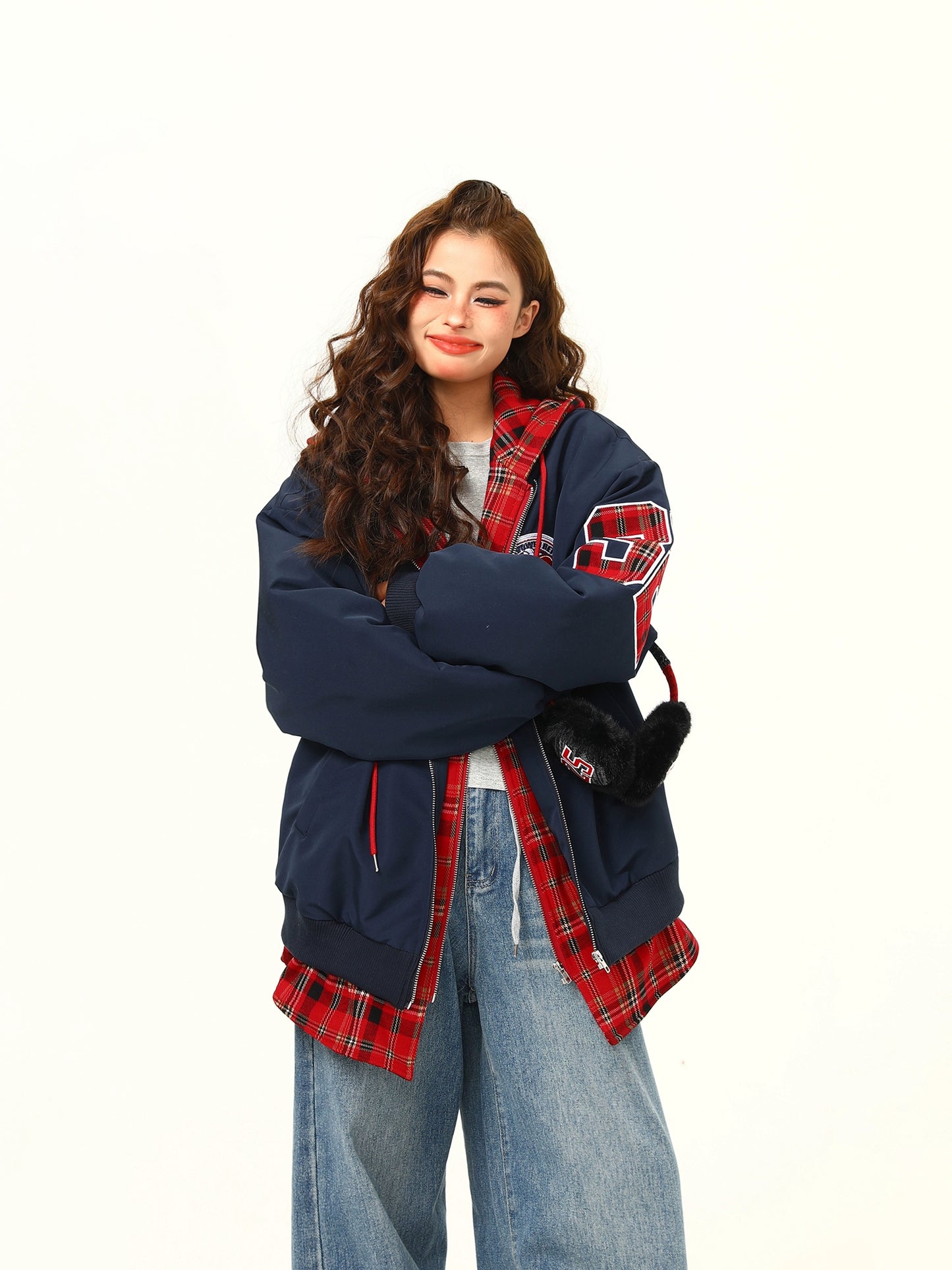 Layered Style Zip Up Hoodie WDZ0036