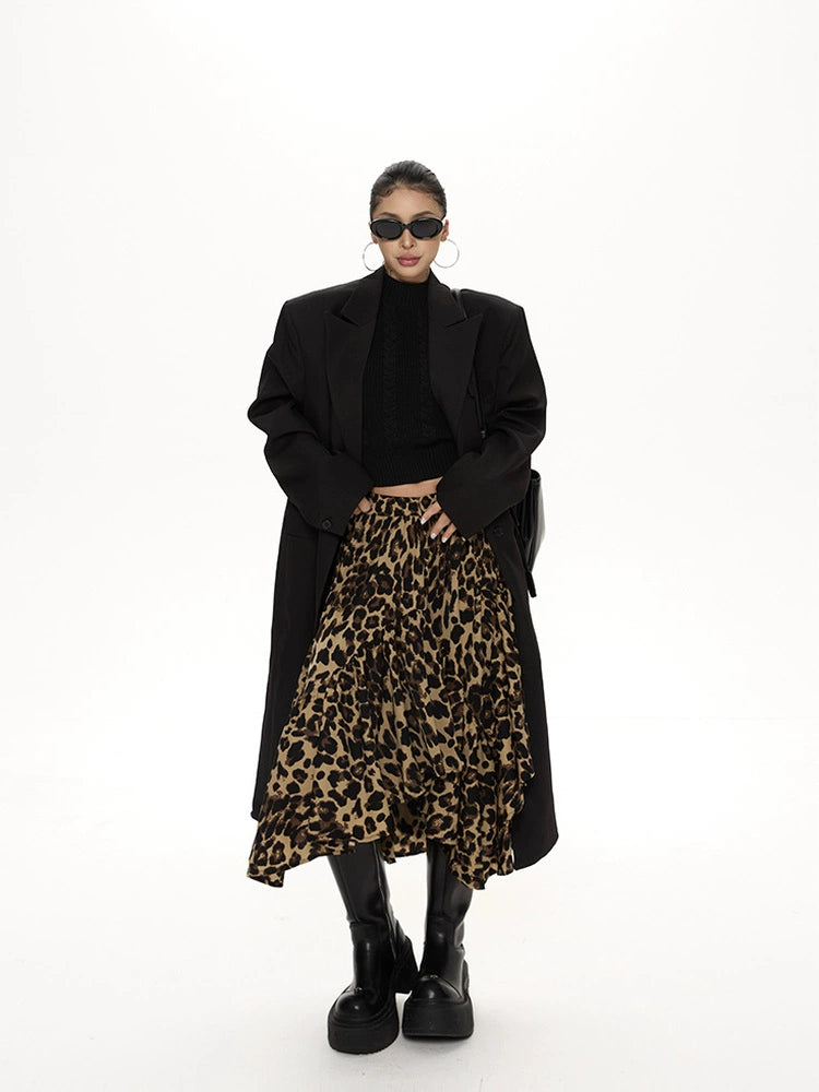 Leopard Asymmetrical Tiered Skirt ZRS0092