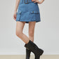 Blue Turn Collar Jacket / Work Skirt FER0376