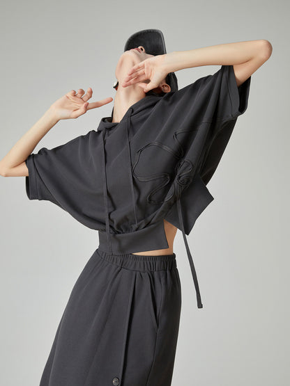 Short-Sleeve Sweatshirt Hoodie / Wrap Skirt FER0278