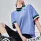 Color-Block Rib Asymmetric Neck T-shirt FER0245