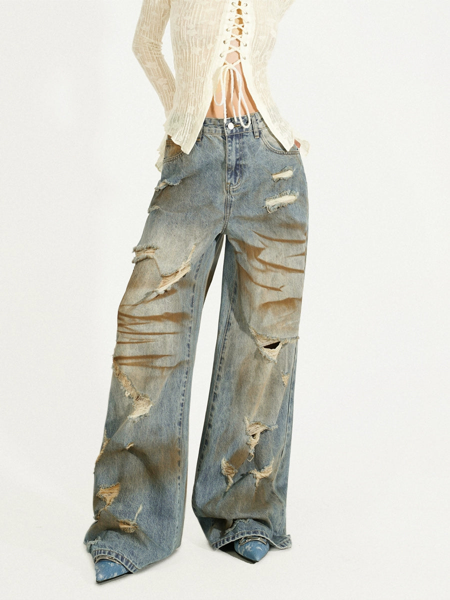 Vintage Hard Damaged Denim Pants NIM0023