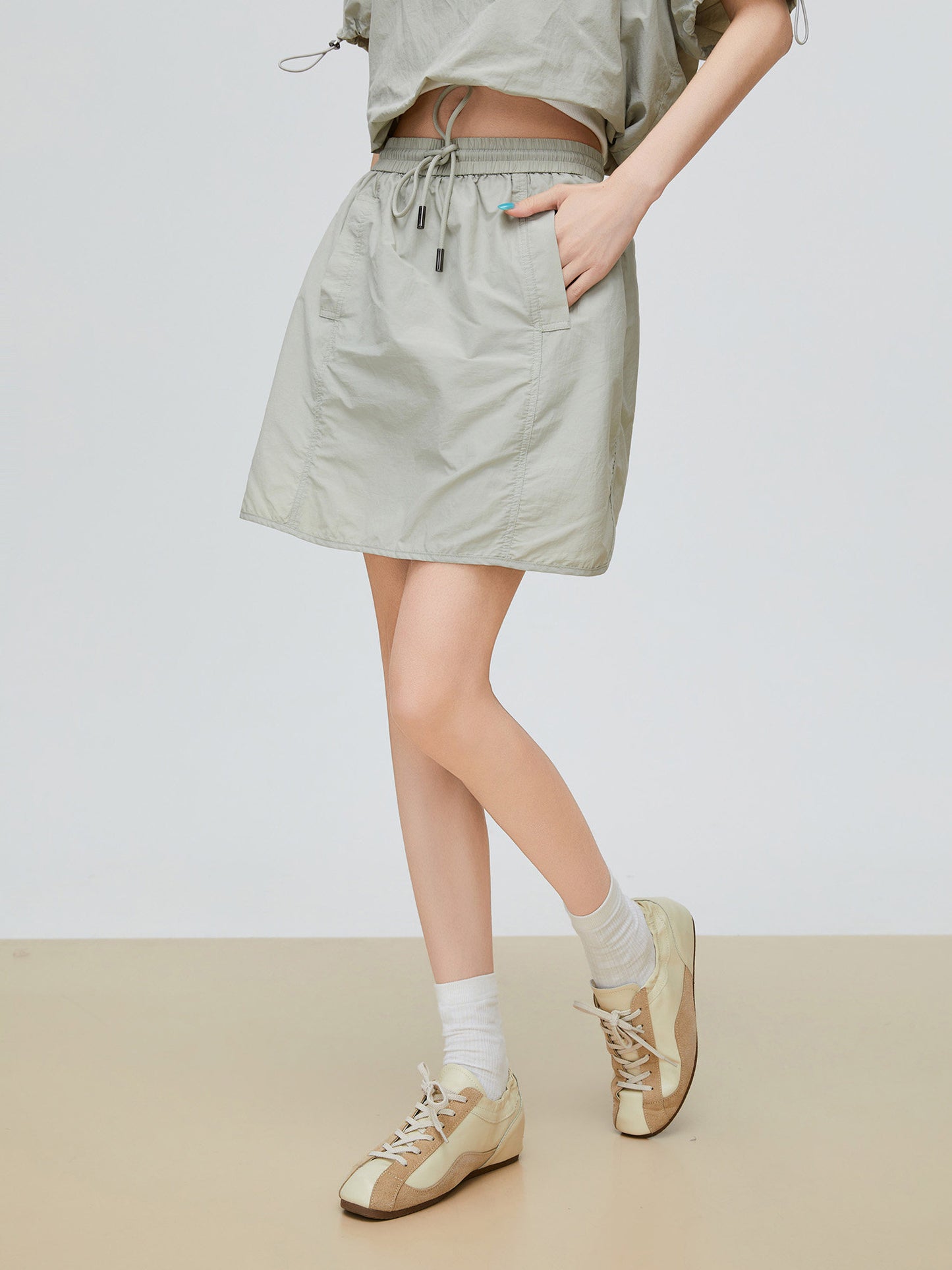 Nylon Half-Zip Short-Sleeve / Mini Skirt FER0231
