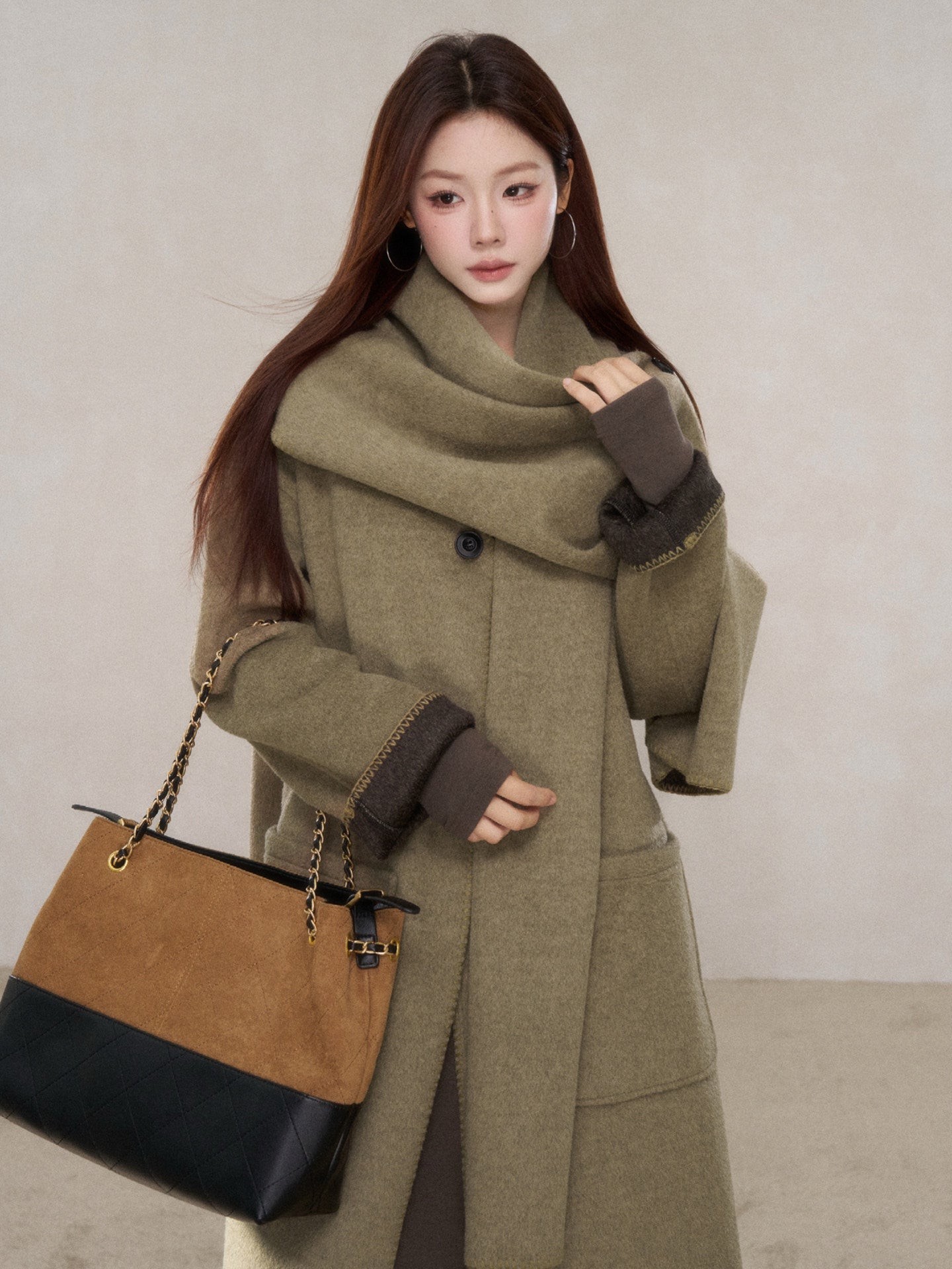 Scarf Collar Wool Coat WDB0004