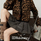 Leopard Round Neck Knit Cardigan / Pleated Skirt LLA0536