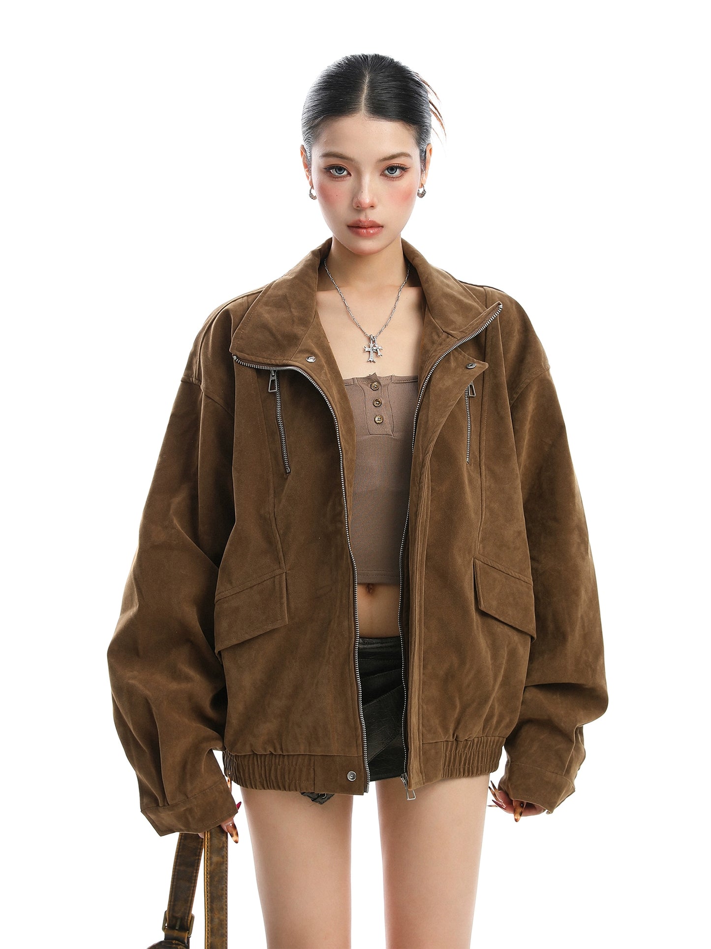 Stand Collar Suede Work Jacket BGS0021