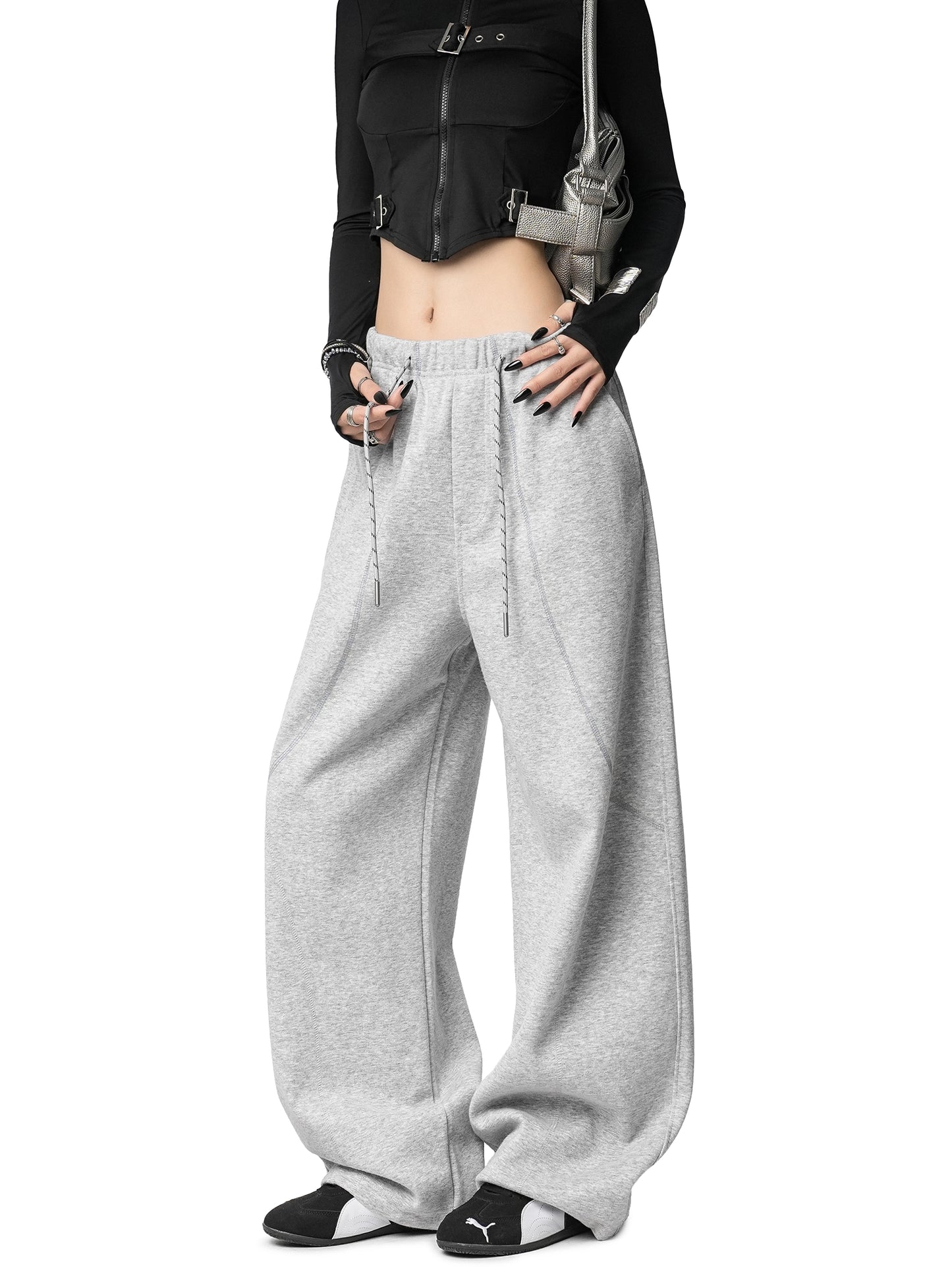 Color Contrast Stitch Sweat Pants ICM0105