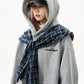 Checkered Shirt Layered Sweatshirt Hoodie MAD0012