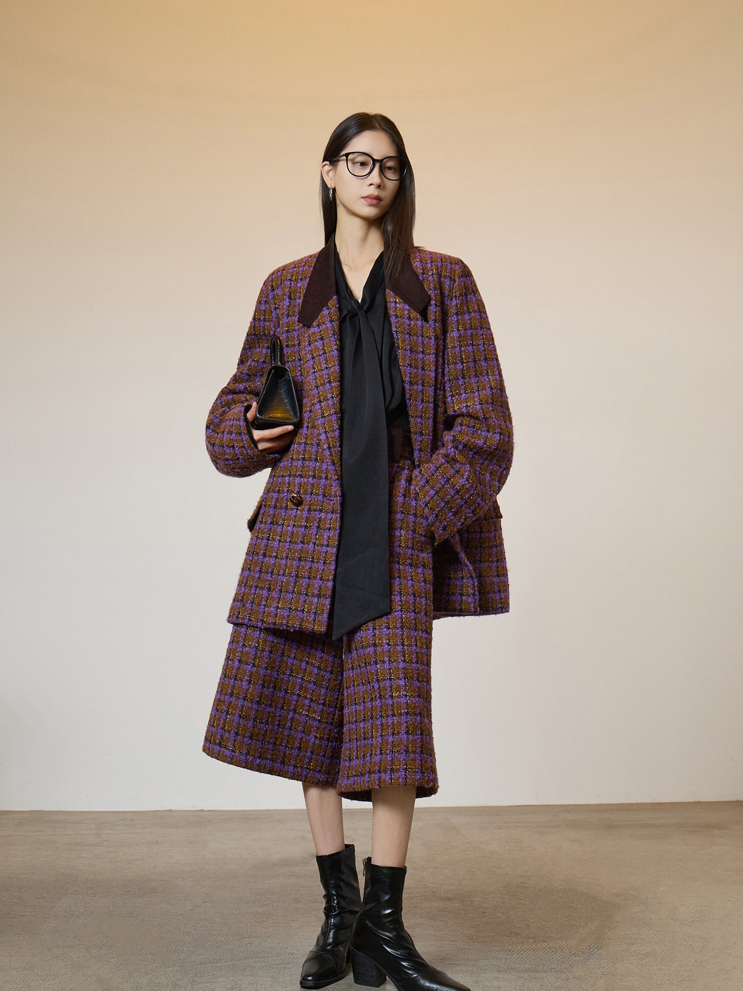 Tweed Plaid Blazer / Half Pants SUY0018