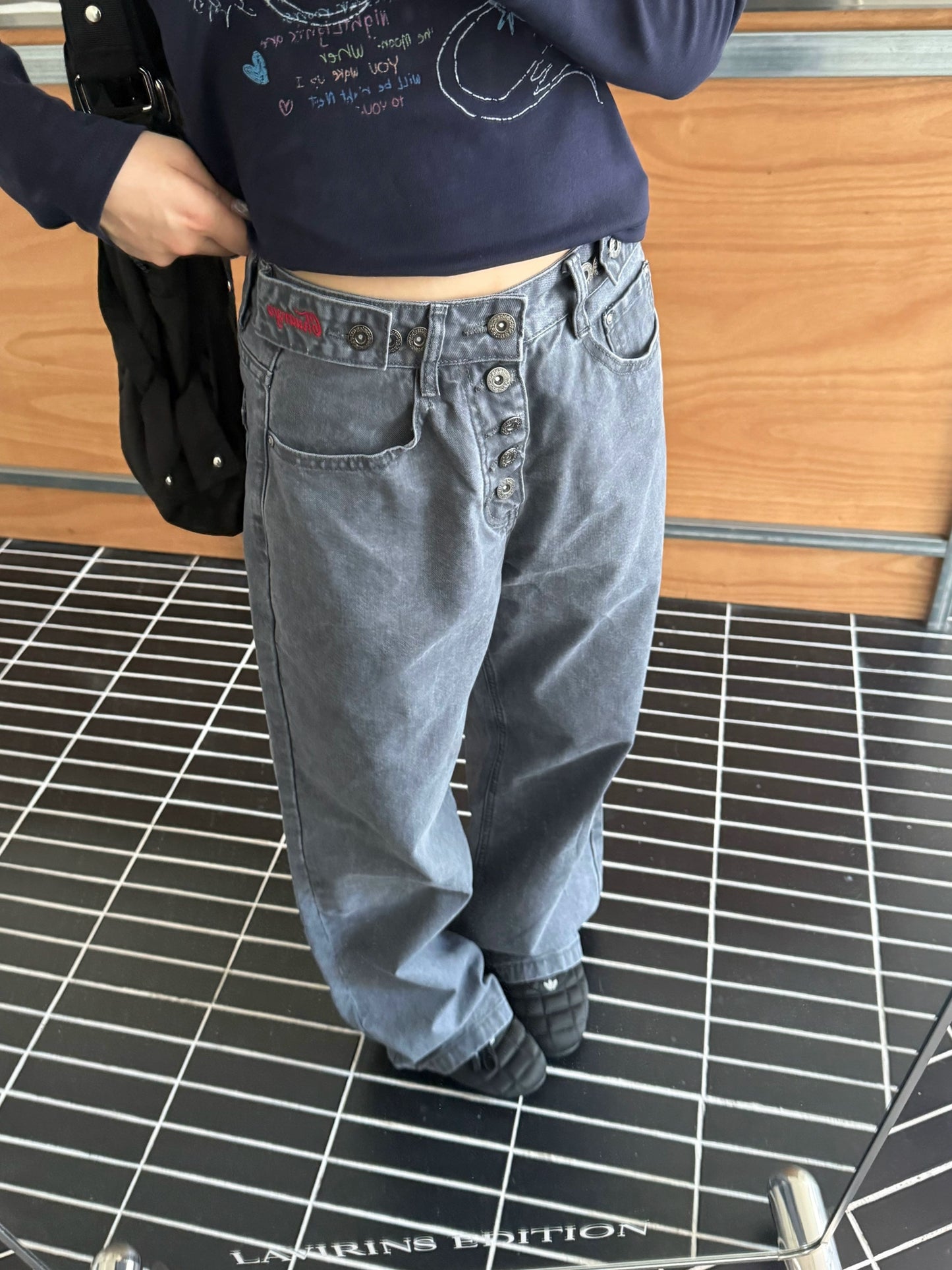 Straight Loose Button Work Pants CYE0019