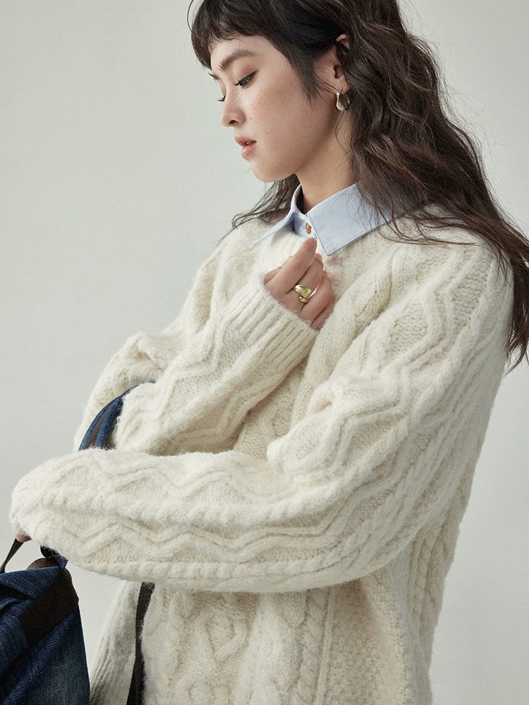 Round Neck Cable Knit Top AMU0042