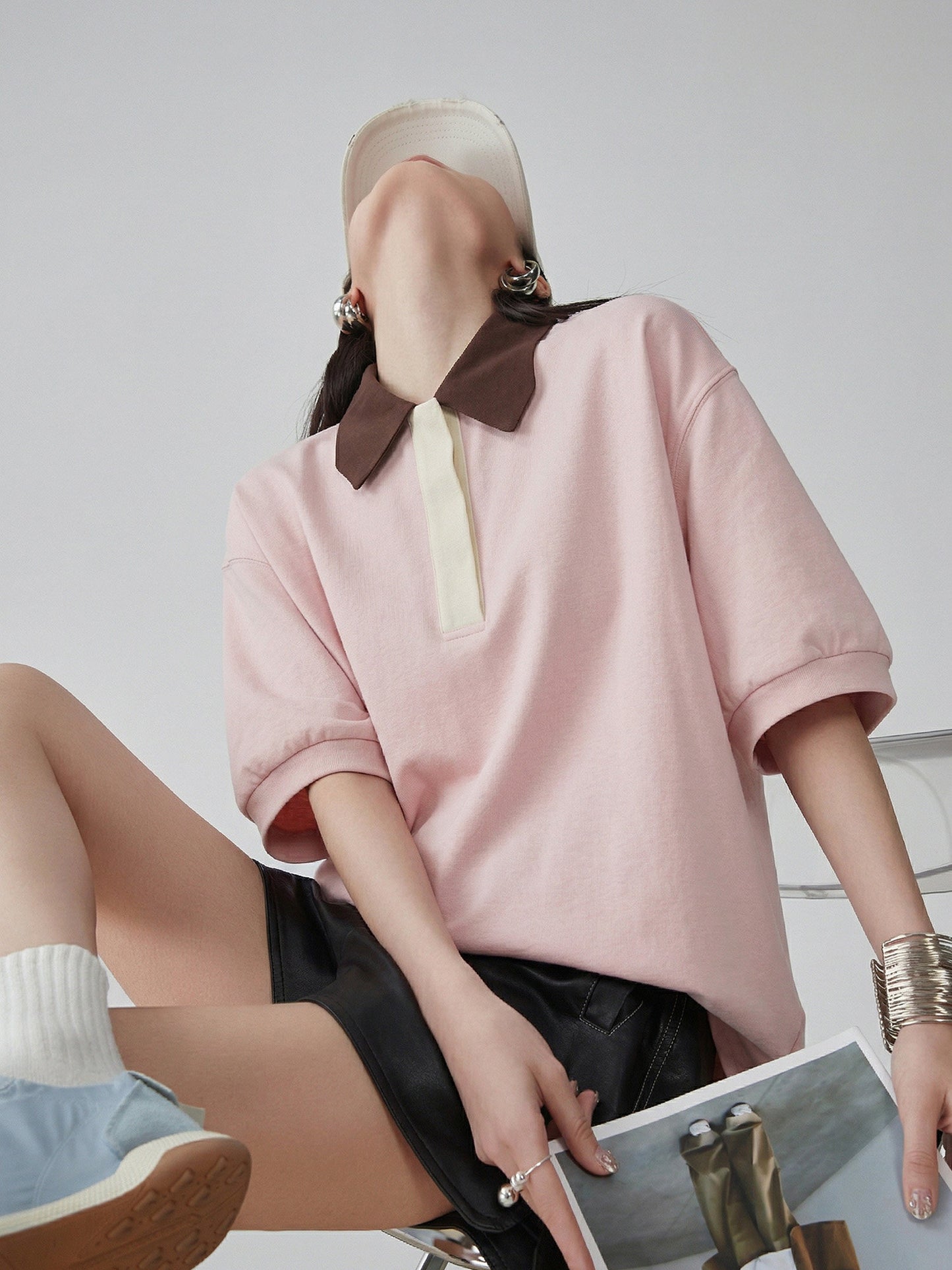 Multicolor Oversized Polo Shirt FER0229