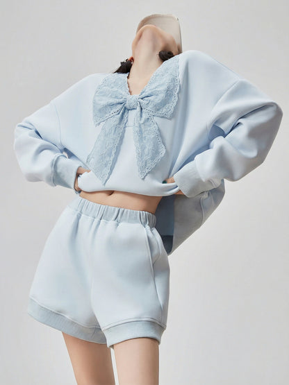 Lace Ribbon Long-Sleeve Top / Shorts FER0043
