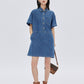 Polo Collar Denim Shirt Dress SHN0035