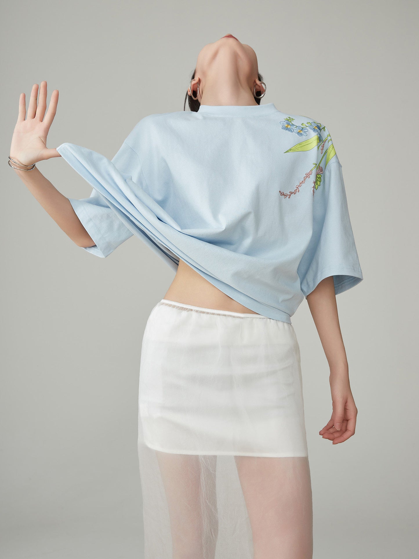 Floral Print Oversized Short-Sleeve T-Shirt  FER0288