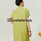 Yellow Green Striped Shirt Dress LLA0058