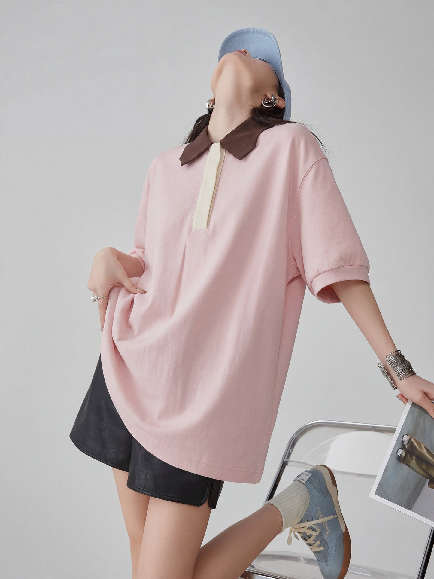 Multicolor Oversized Polo Shirt FER0229