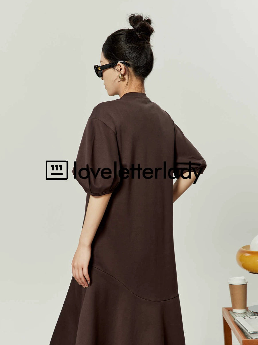 Brown Print Casual Dress LLA0034