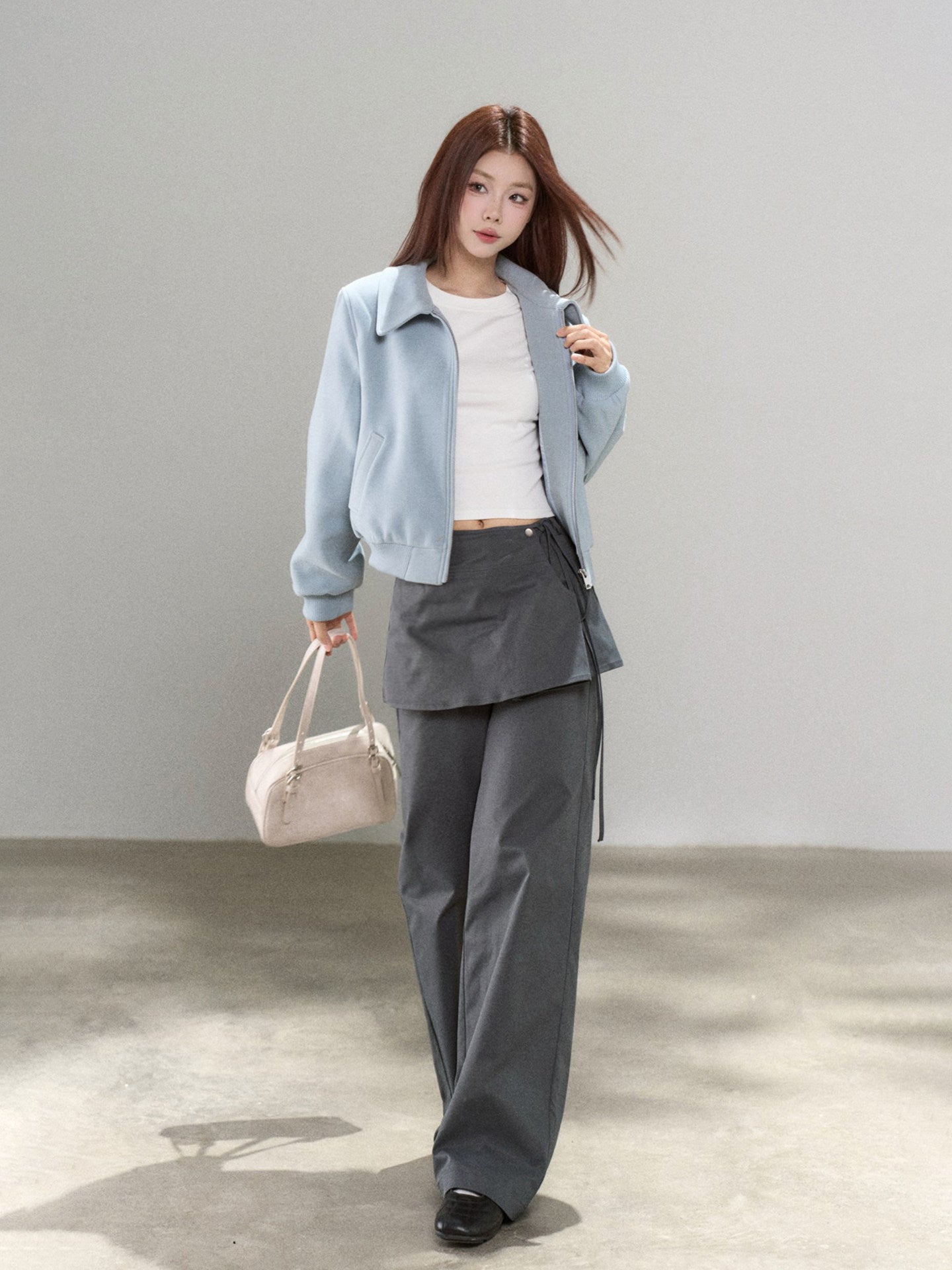 Casual Loose Short Jacket/Crew Neck Short-Sleeve T-Shirt WDB0028