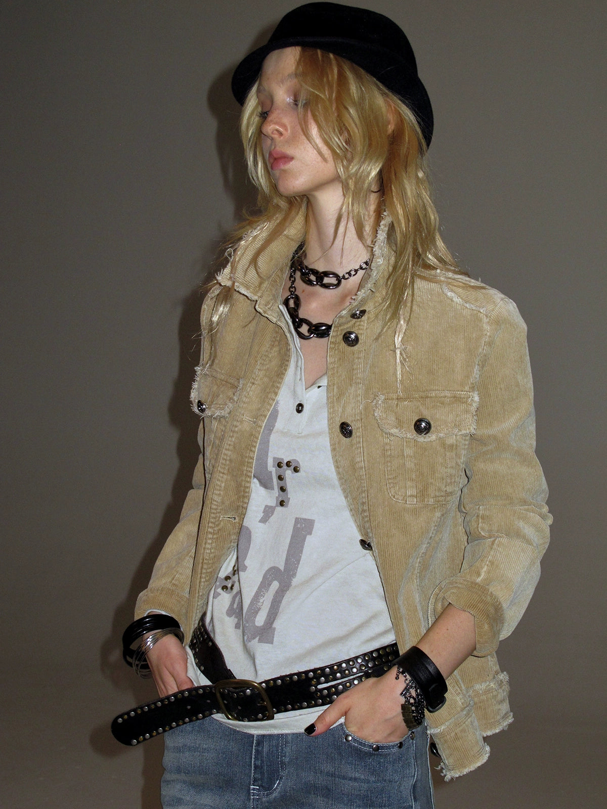 Vintage Corduroy Metal Buckle Jacket WAT0014