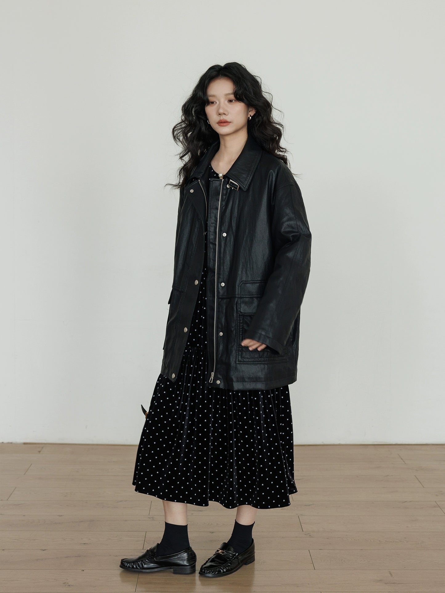 Lapel Leather Jacket VAS0174