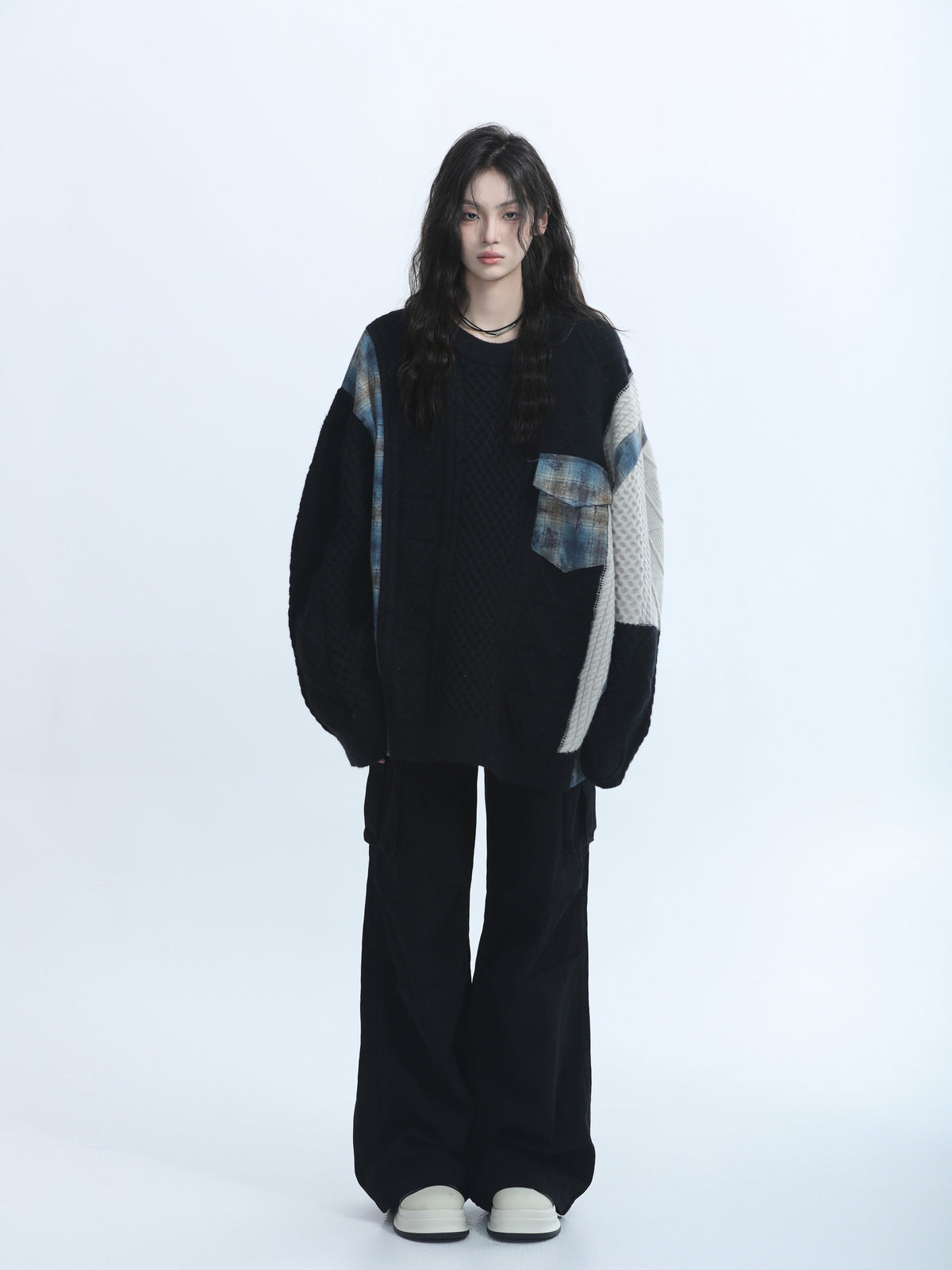 Docking Patchwork Knit Sweater WLS0013