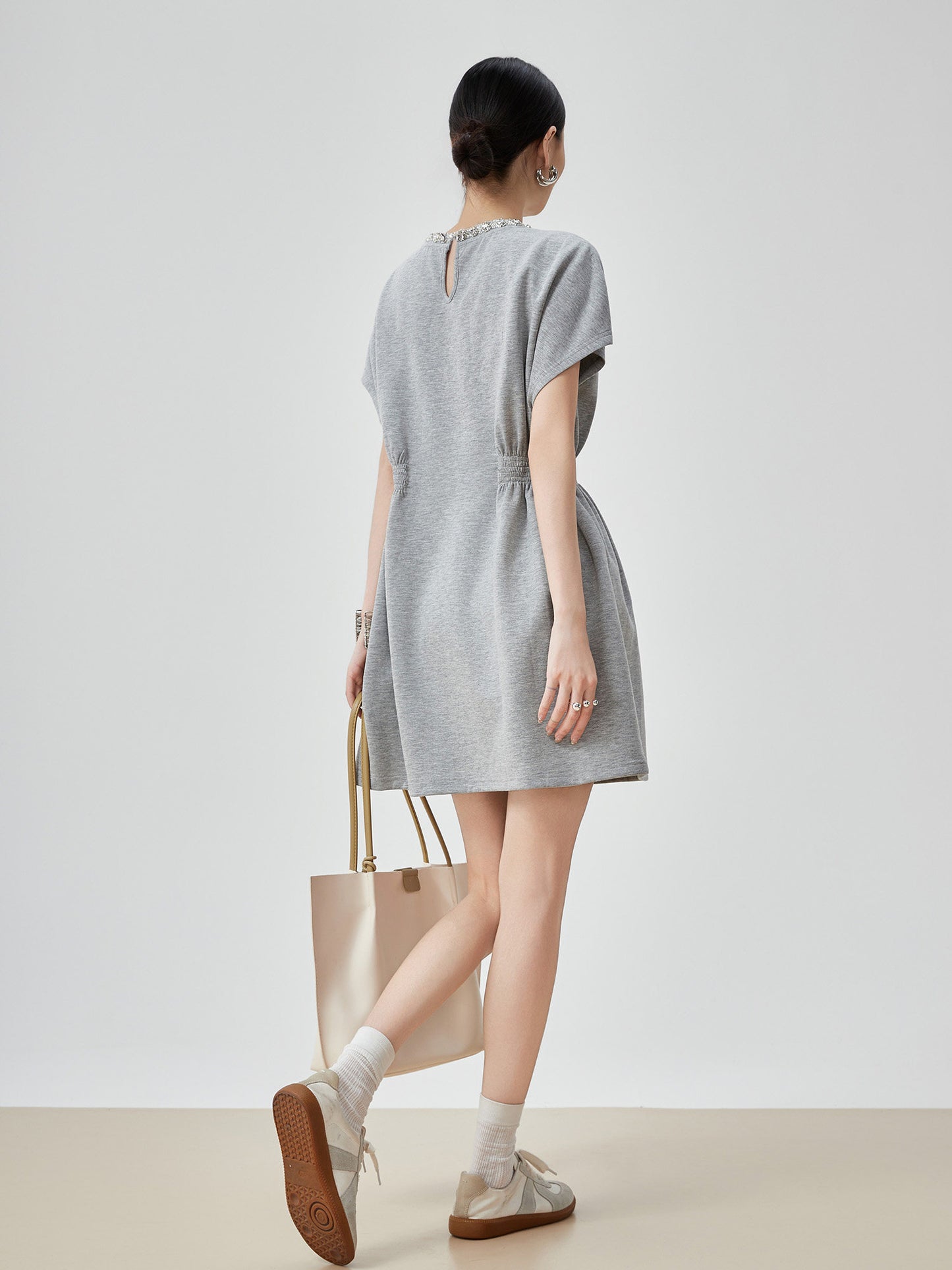 Waist Gather Sweatshirt Mini Dress FER0275