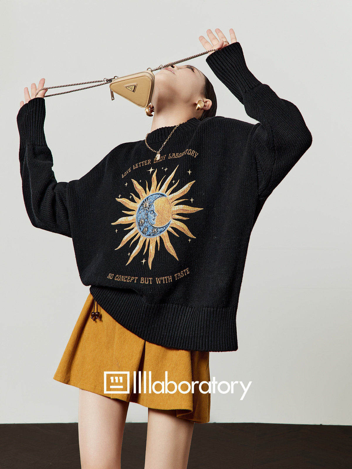 Moon Sun Knit Top / Pleated Mini Skirt LLA0602