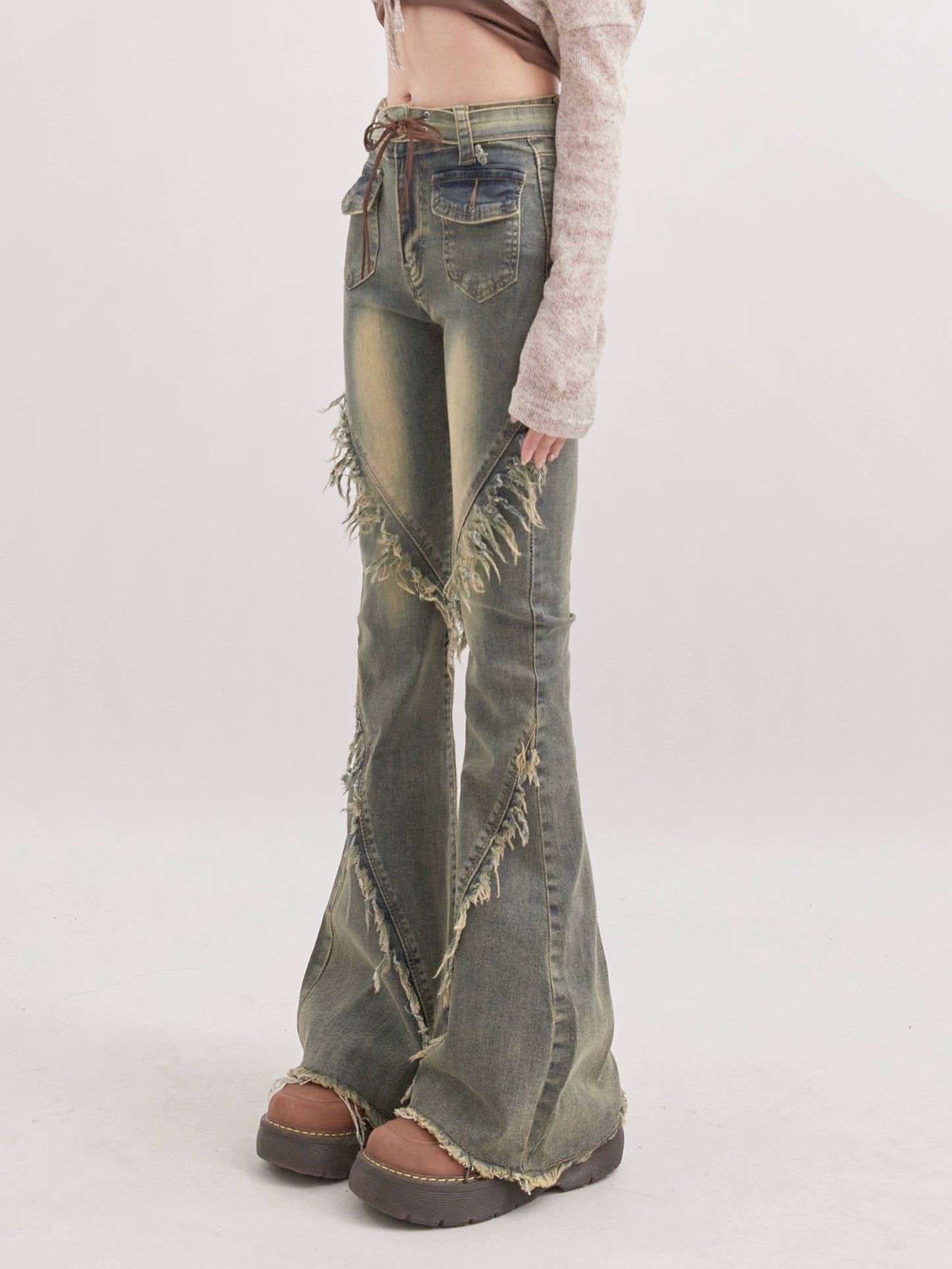 Fringe Flared Denim Pants RHP0008