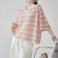 Sheer Border Pattern Polo Sweater FER0351