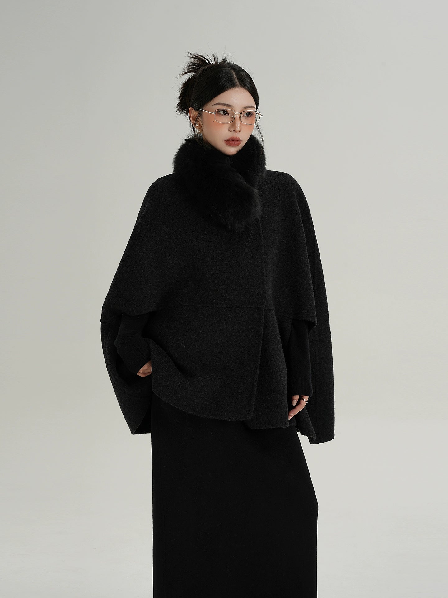 Fur Muffler Cape Coat SRS0402