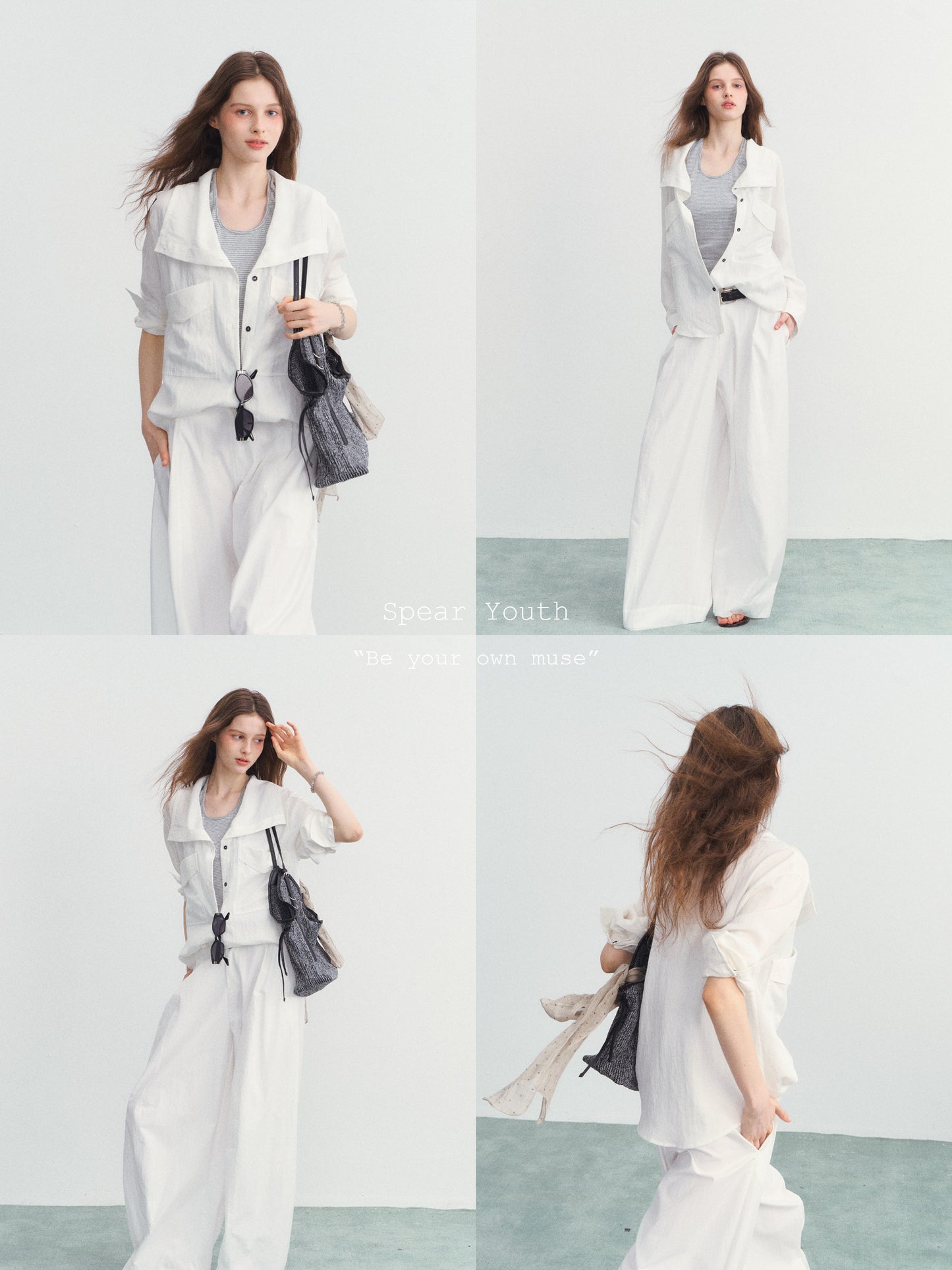 White Long Sleeve / Striped Knit Underwear SPY0032