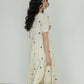 Apricot Flower Embroidery Tiered Long Dress VAS0022