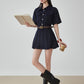 Ruffle Polo Collar Denim Dress FER0105