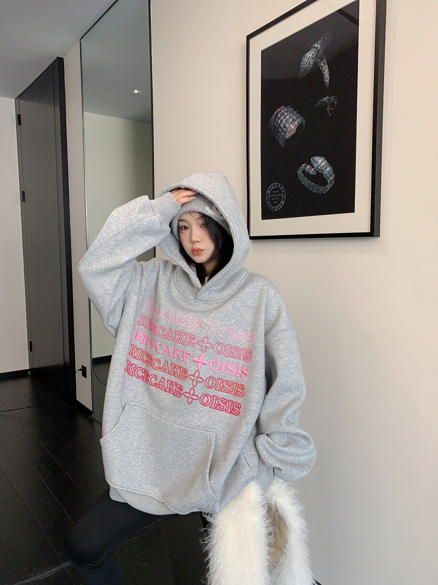 Embossed Logo Loose Hoodie YLS1024