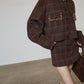 Retro Plaid Collarless Jacket / Mini Skirt SUY0019